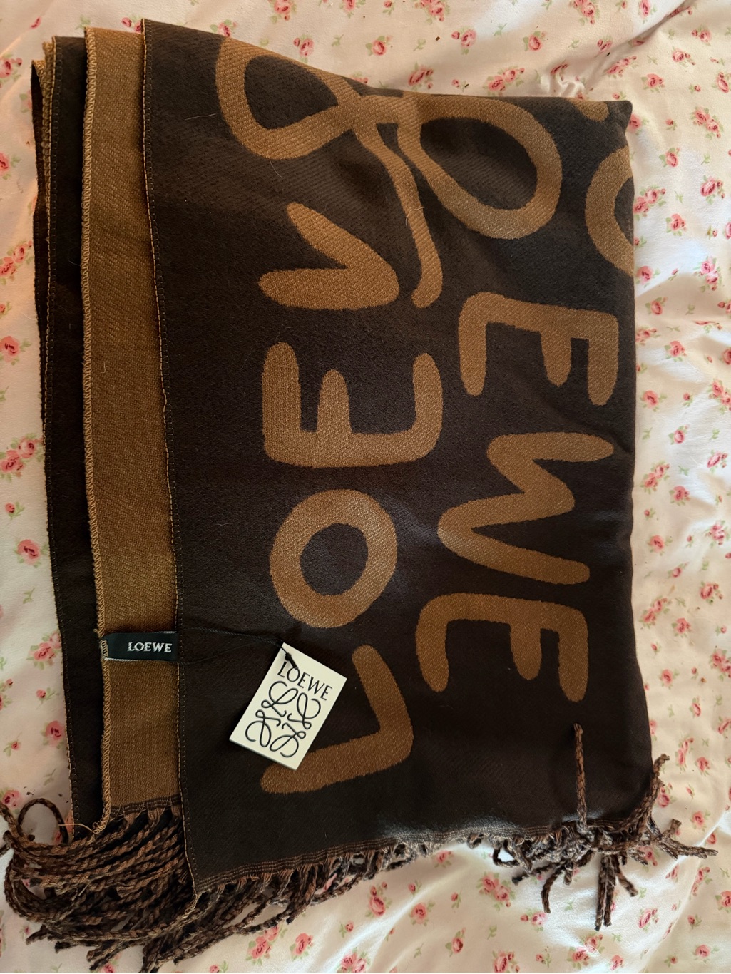 Loewe Brown & Tan Logo Shawl